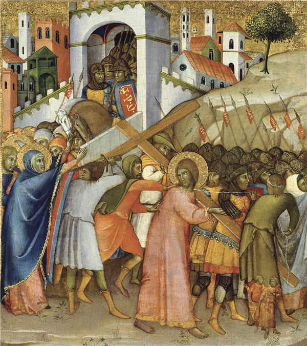 安德里亚·迪·巴托洛（Andrea di Bartolo）-基督在去Cal髅地的路上 1415年粉彩作品