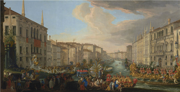 卢卡·卡莱瓦里（Luca Carlevarijs）-大运河上的帆船赛油画
