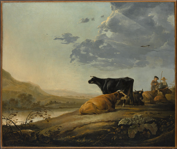 艾伯特·奎普（Aelbert Cuyp）-年轻的牧民与牛油画