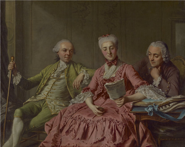 雅克·威尔博（Jacques Wilbaut）-推定公爵夫人和两个同伴的肖像油画