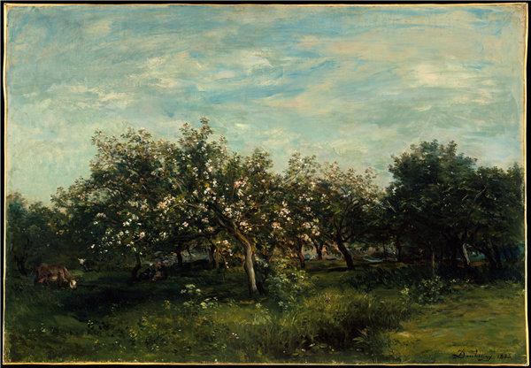 查尔斯·弗朗索瓦·杜比尼（Charles-François Daubigny）-苹果花 1873年油画