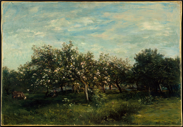 查尔斯·弗朗索瓦·杜比尼(Charles-François Daubigny)-苹果花 1873年油画