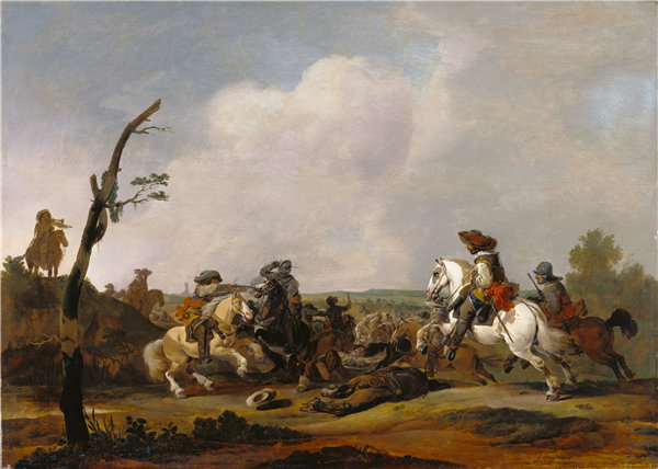 约翰尼斯·林格尔巴赫（Johannes Lingelbach）-战斗场景油画