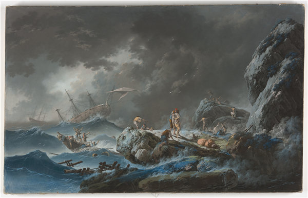 尚·巴蒂斯特·皮内蒙（Jean-Baptiste Pillement）（法国）-沉船 1782年粉彩高清下载