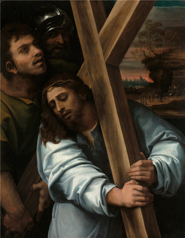 塞巴斯蒂亚诺·德·皮翁博(Sebastiano del Piombo)-基督背着十字架,约1515-1517年高清作品下载