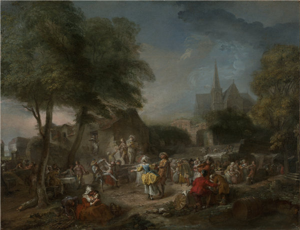 加布里埃尔·雅克·德·圣·奥本(Gabriel Jacques de Saint-Aubin)-乡村舞蹈,法,约1760–1762年作品