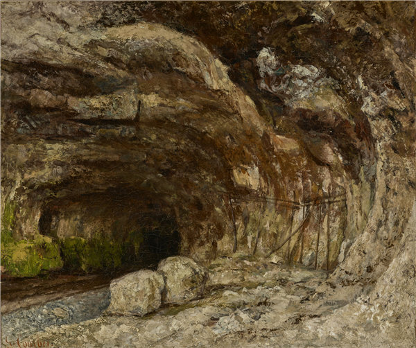 古斯塔夫·库尔贝(Gustave Courbet)-Sarsazine的石窟在Nans-sous-Sainte-Anne附近,法,约1864年作品