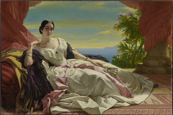 弗朗兹·萨维尔·温特豪德（Franz Xaver Winterhalter）-塞恩·维特根斯坦·塞恩公主莱昂妮拉的肖像治贫