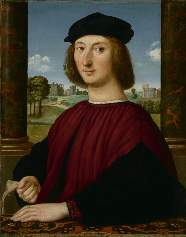 拉斐尔（Raffaello Sanzio）圈-穿红衣服的年轻男子的画像，意大利，约1505年