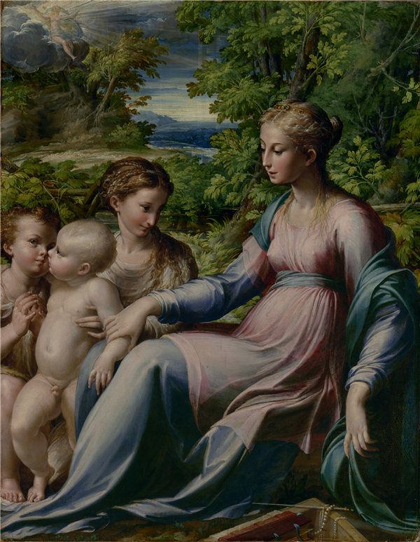 帕玛强尼（Francesco Mazzola）-圣母子与浸信会圣约翰和抹大拉的马利亚，意大利，约1535年至1540年yh 