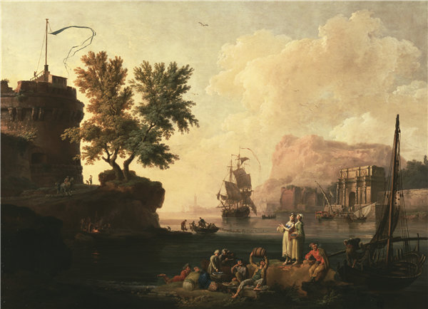 皮埃尔·雅克·沃莱尔（Pierre-Jacques Volaire）-地中海港口风光，法，约1763年油画