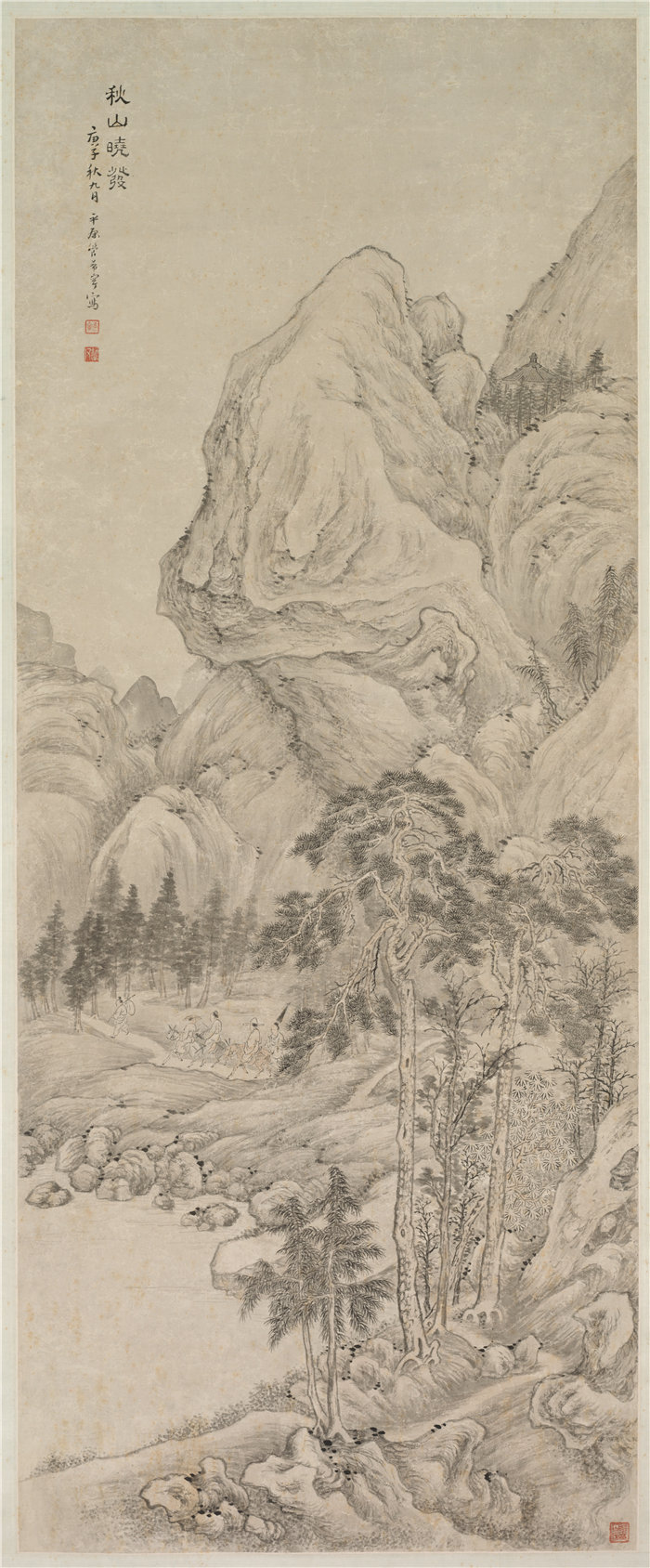 中国清朝画家-《风景》 高清国画作品 (1).