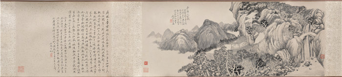 中国清朝钱杜-《梦游天台图》 高清国画作品