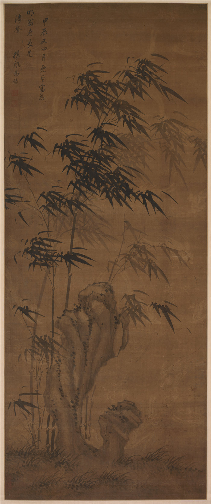 中国清朝画家马豫-《风中的竹子》 高清国画作品