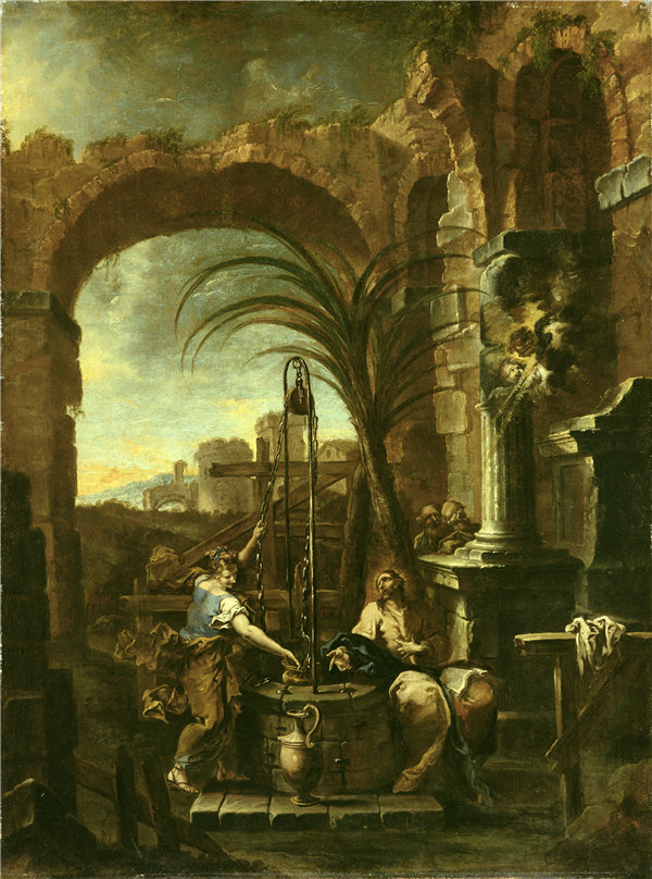 亚历山德罗·马格纳斯科（Alessandro Magnasco）-基督与撒玛利亚妇人油画