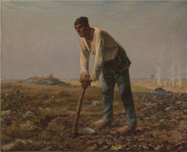 让-弗朗索瓦·米勒（Jean-FrançoisMillet）-手拿锄头的男人，法，1860–1862年油画