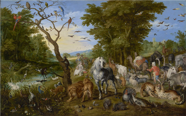 扬·勃鲁盖尔（Jan Brueghel）-动物进入诺亚方舟，1613年油画
