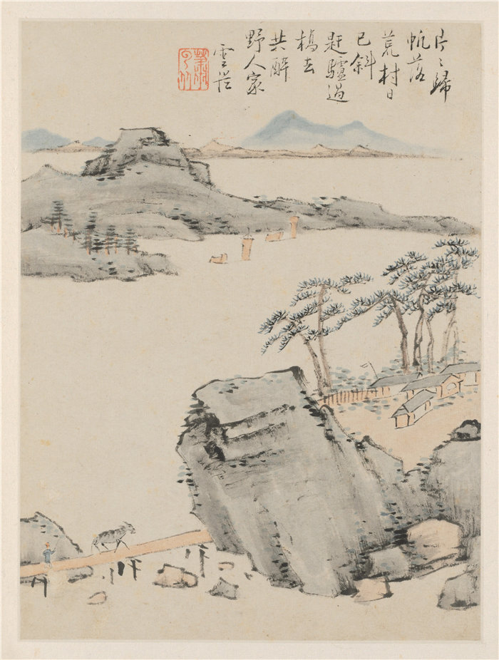 中国清朝画家萧云从-《山水图册》4 高清国画作品