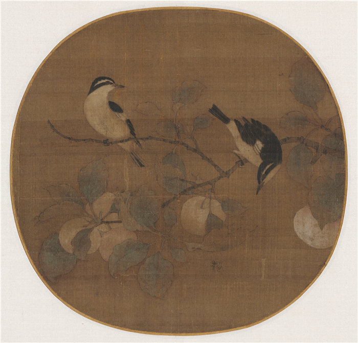 中国宋朝画家-《桃树枝上的鸟》高清作品