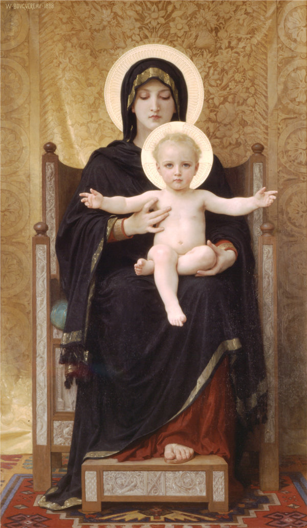 法国画家威廉·阿道夫·布格罗(William Adolphe Bouguereau)-处女和孩子油画