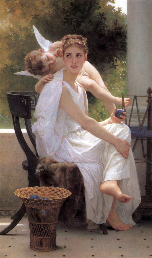 法国画家威廉·阿道夫·布格罗(William Adolphe Bouguereau)-工作中断油画