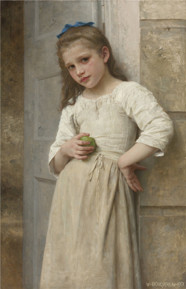 法国画家威廉·阿道夫·布格罗(William Adolphe Bouguereau)-伊冯在门阶上油画