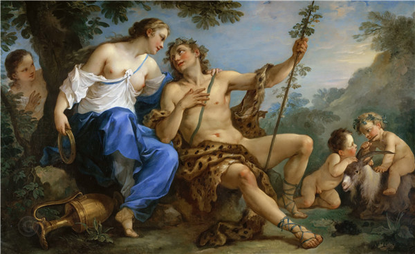 查尔斯·约瑟夫·纳托瓦（Charles Joseph Natoire）-酒神和阿里亚德涅油画