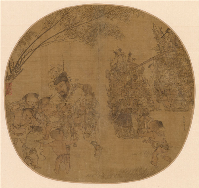 中国宋朝画家李嵩-《婴戏货郎图》高清作品