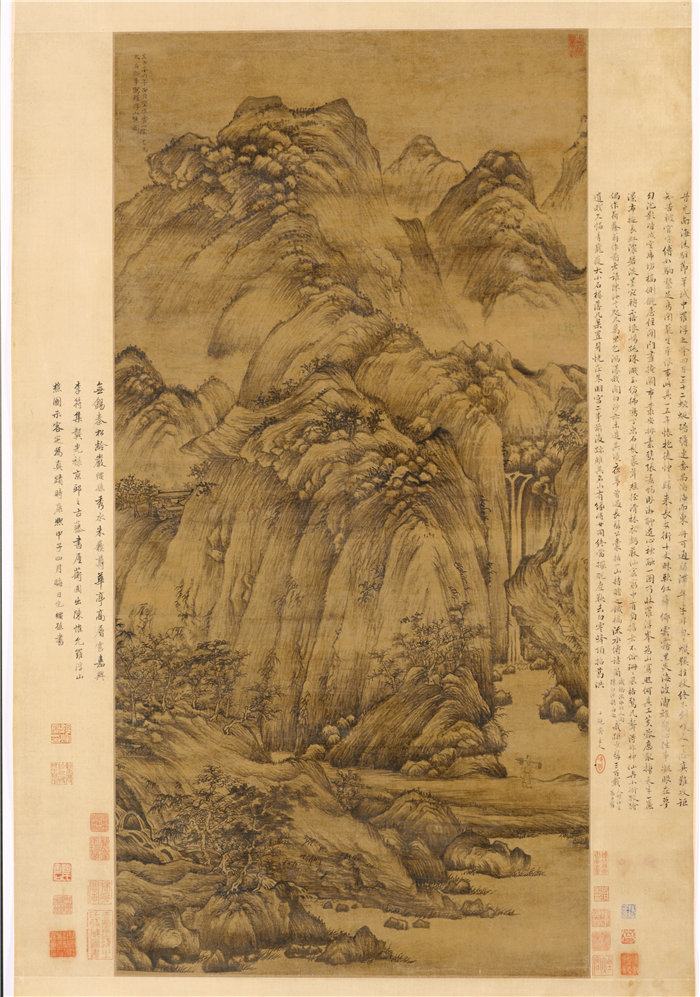 中国元朝陈汝言-《罗浮山樵图》1366年 国画高清作品