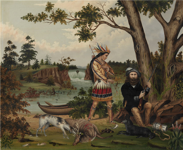 CL伍德豪斯（C. L. Woodhouse）猎人和印第安人高清油画作品下载