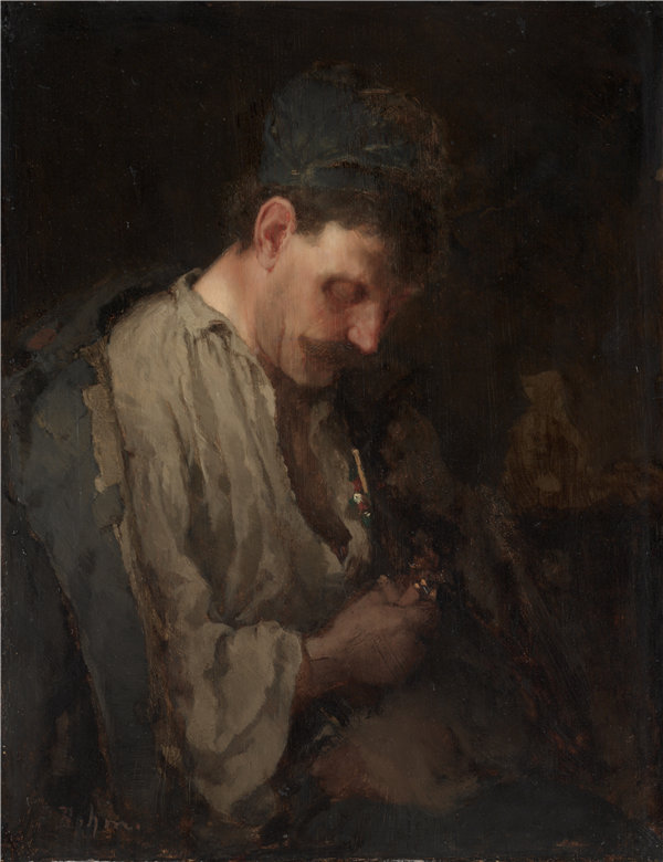 马克斯·博姆（Max Bohm）-一个男人的肖像 1890 年油画