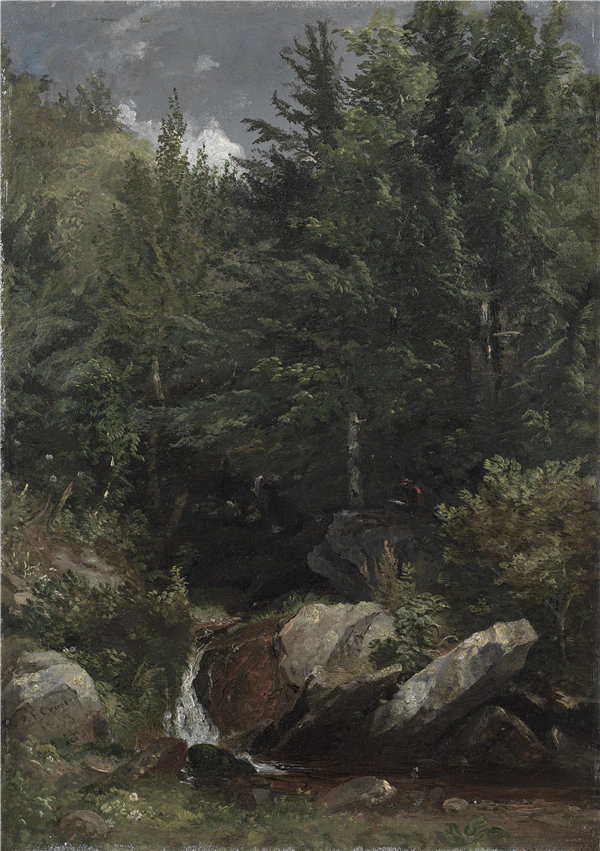 贾斯珀·F·克罗普赛（Jasper F. Cropsey）-山坡上的树木和溪流油画