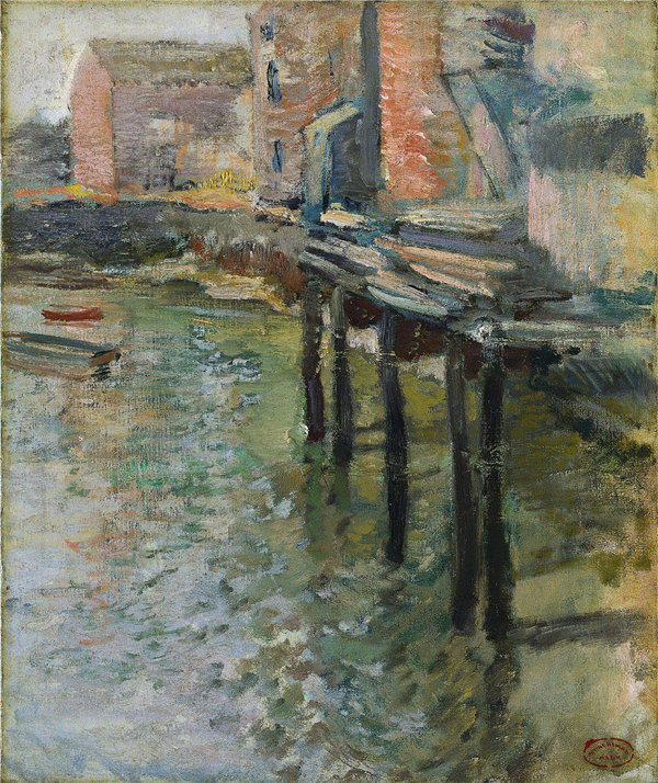 约翰·亨利·特瓦克曼（John Henry Twachtman）-废弃的码头 1900-1902油画