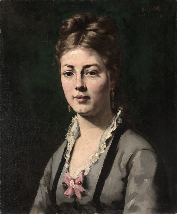 亚伯拉罕·阿奇博尔德·安德森(Abraham Archibald Anderson)-一个女人的肖像 1874年油画
