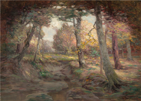 约翰·塞蒙（John Semon）-树林的边缘 1890年高清油画下载