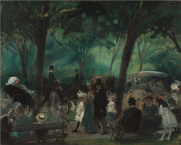 威廉·格兰肯斯（William Glackens）-中央公园大道（Drive） 1905年油画