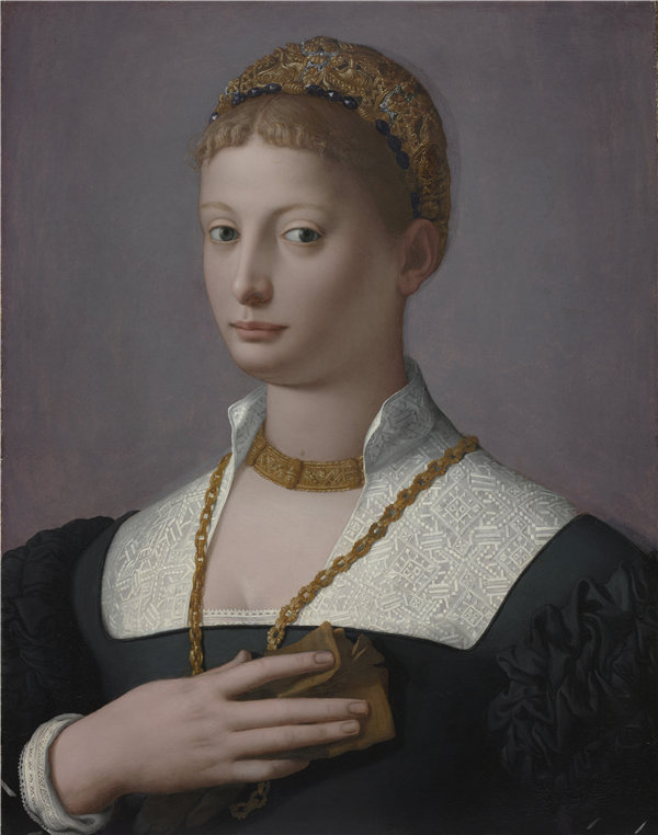 阿格诺洛·布龙齐诺（Agnolo Bronzino）-一个女人的肖像，1550意大利油画
