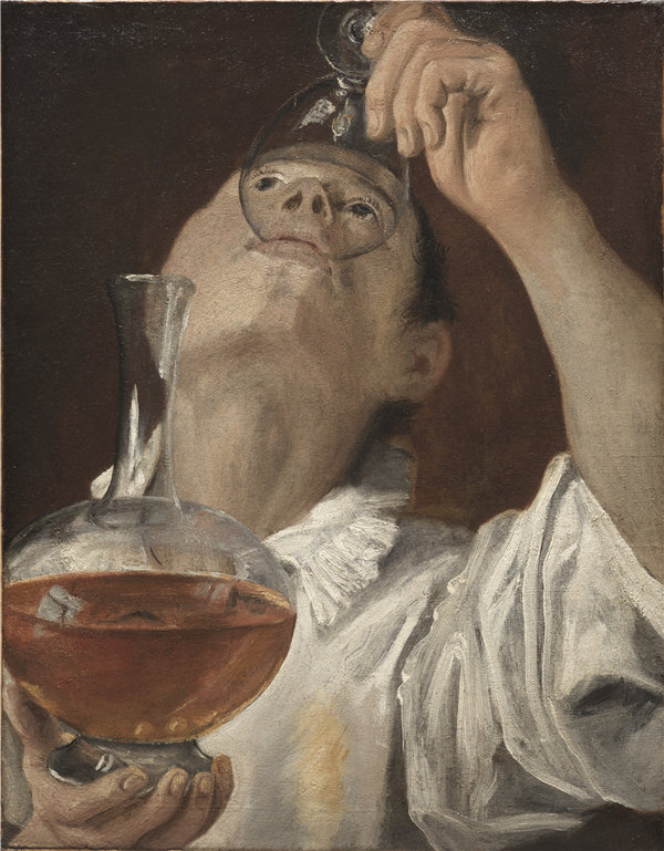 安尼巴莱·卡拉奇（Annibale Carracci）-喝酒的男孩，1582-1583年  意大利油画