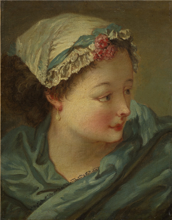 弗朗索瓦·布歇（François Boucher，法国，1703-1770）-1730 年代初一位年轻女子的头颅油画