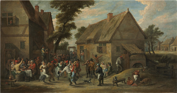 大卫·特尼尔斯（david ll teniers，比利时，1610-1690 年）-乡村节日，1646-1650年油画