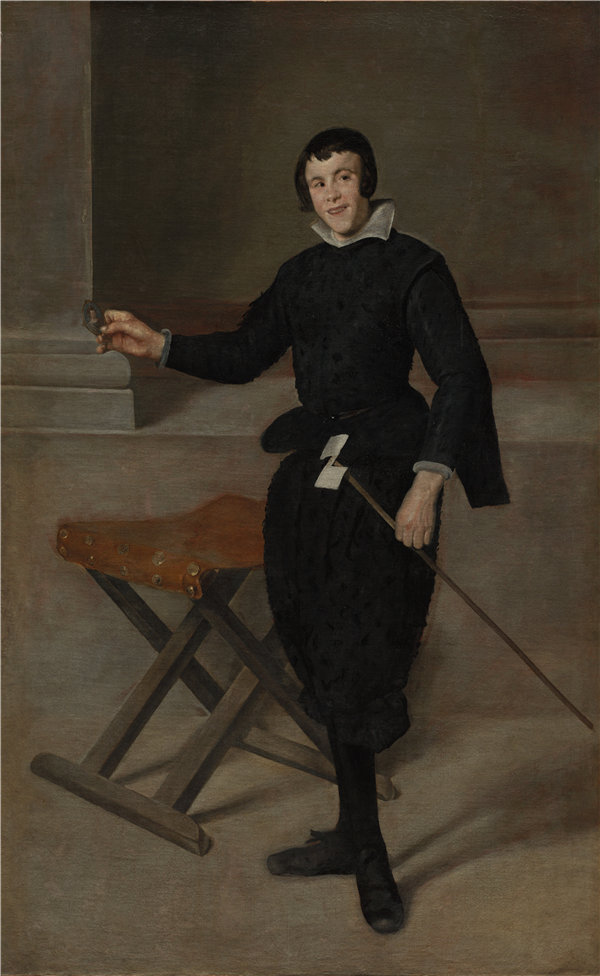 迭戈·委拉斯开兹（Diego Velázquez）-小丑卡拉巴扎斯的肖像，1631–32 西班牙油画