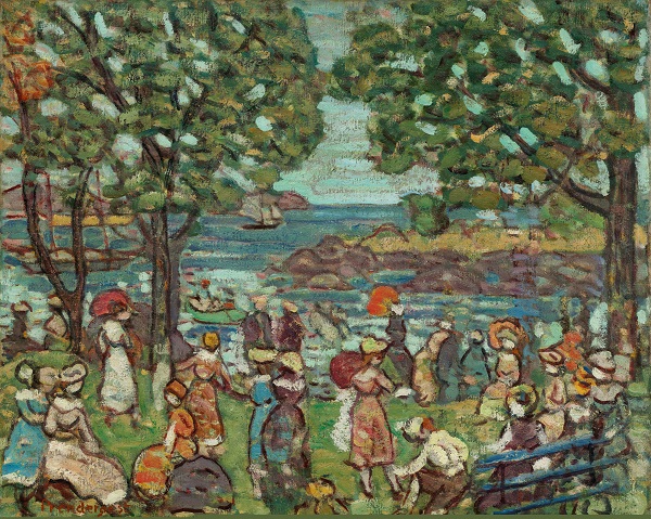 莫里斯·普伦德加斯特（Maurice Prendergast）-塞勒姆湾.油画