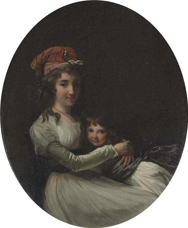 亨利·皮埃尔·丹鲁（Henri-Pierre Danloux，法国，1753-1809）-母女肖像，1794年油画