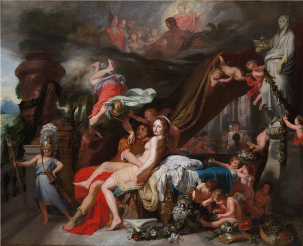 杰拉德·德·莱雷瑟（Gerard de Lairesse）-赫尔墨斯命令卡吕普索释放奥德修斯，1670年 比利时油画