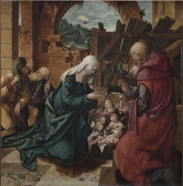 汉斯•莱昂哈德•舍弗林(Hans Leonhard Schäufelein,1480-1540)(德国)-牧羊人的崇拜,1510年油画