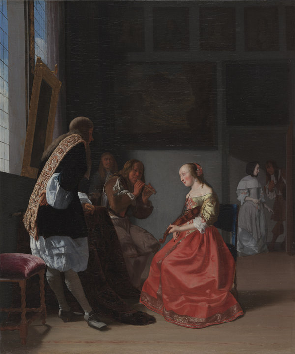 雅各布·奥克特维尔特（Jacob Ochtervelt，荷兰人，1634-1682 年）-一家音乐公司，1668年油画