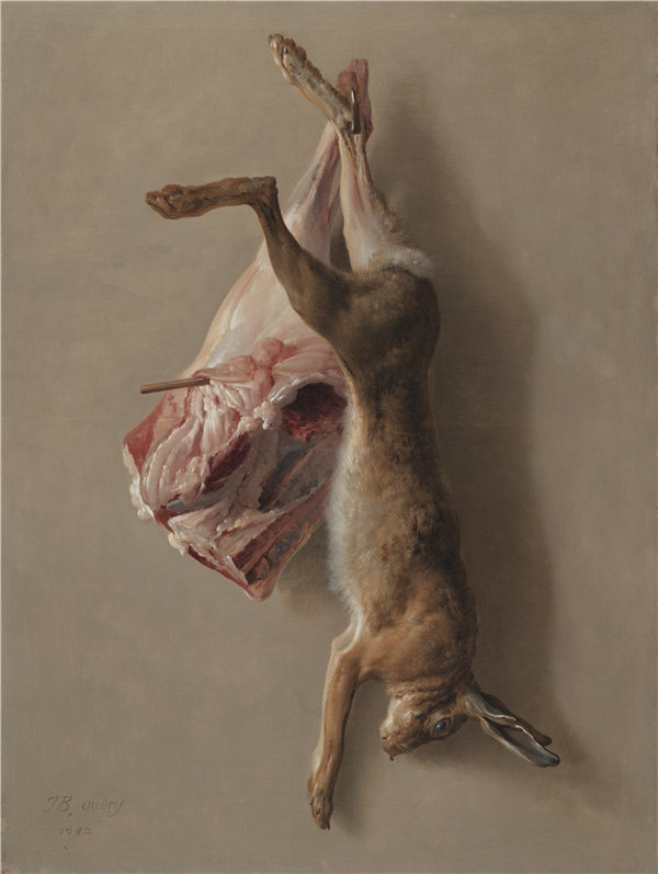 让·巴蒂斯特·乌德里（Jean Baptiste Oudry）-一只野兔和一条羊腿，1742 年法国油画