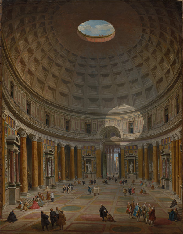 乔瓦尼·保罗·帕尼尼（Giovanni Paolo Panini）-万神殿内部，罗马，1747 年 意大利油画