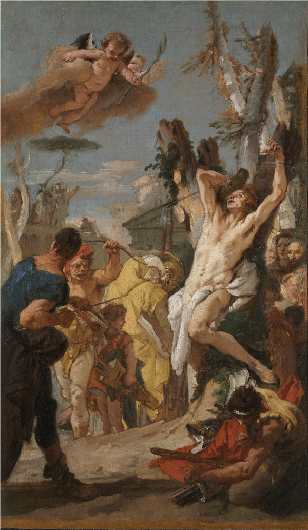 乔瓦尼·巴蒂斯塔·提埃波罗（Giovanni Battista Tiepolo）-研究“圣塞巴斯蒂安的殉难”1739年，意大利油画