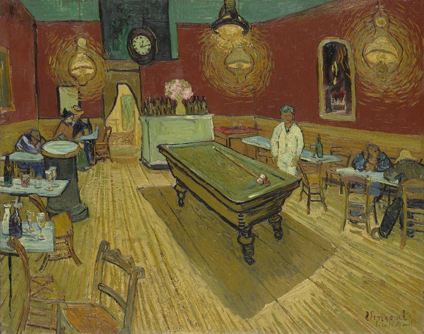 前100幅世界名画（六十二）-梵高《夜间咖啡馆》 梵高油画作品-荷兰